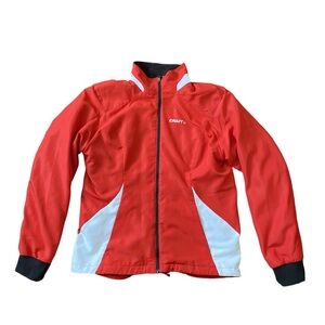 Craft Women Red Full Zip Athletic Jacket Size XL Hike Cycle Outdoor Fleece Lined